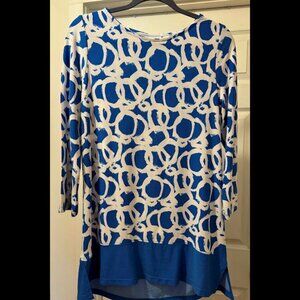 Blue & White Jersey Knit Size M Tunic Dress from Susan Graver